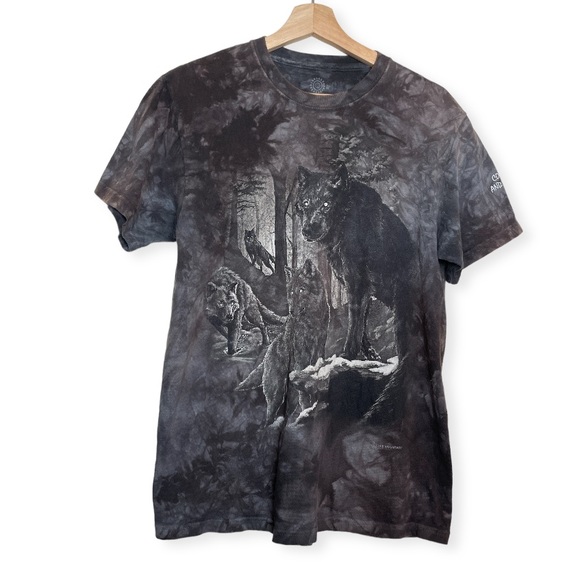 The Mountain Tops - The Mountain Colorado Wolf Wildlife Tye Dye Wolf Pack Graphic T-Shirt Size M